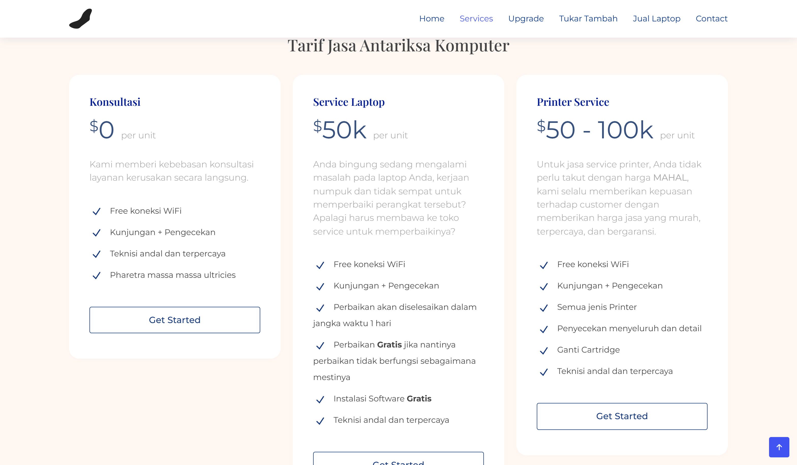 Halaman Services Antariksa