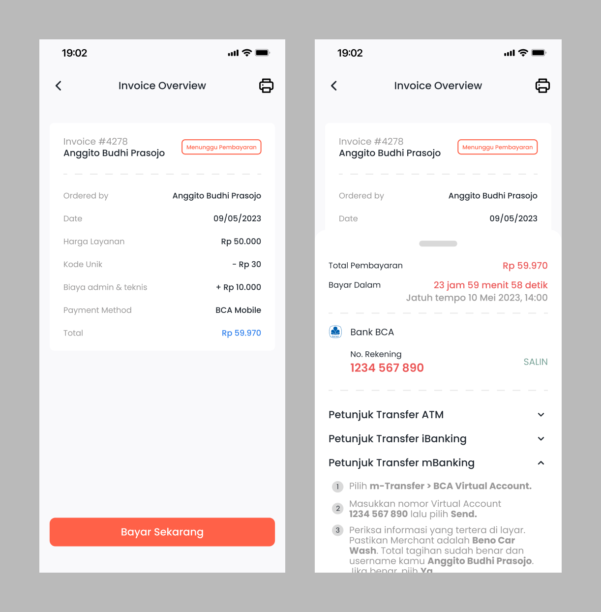 Prototype Halaman Invoice
