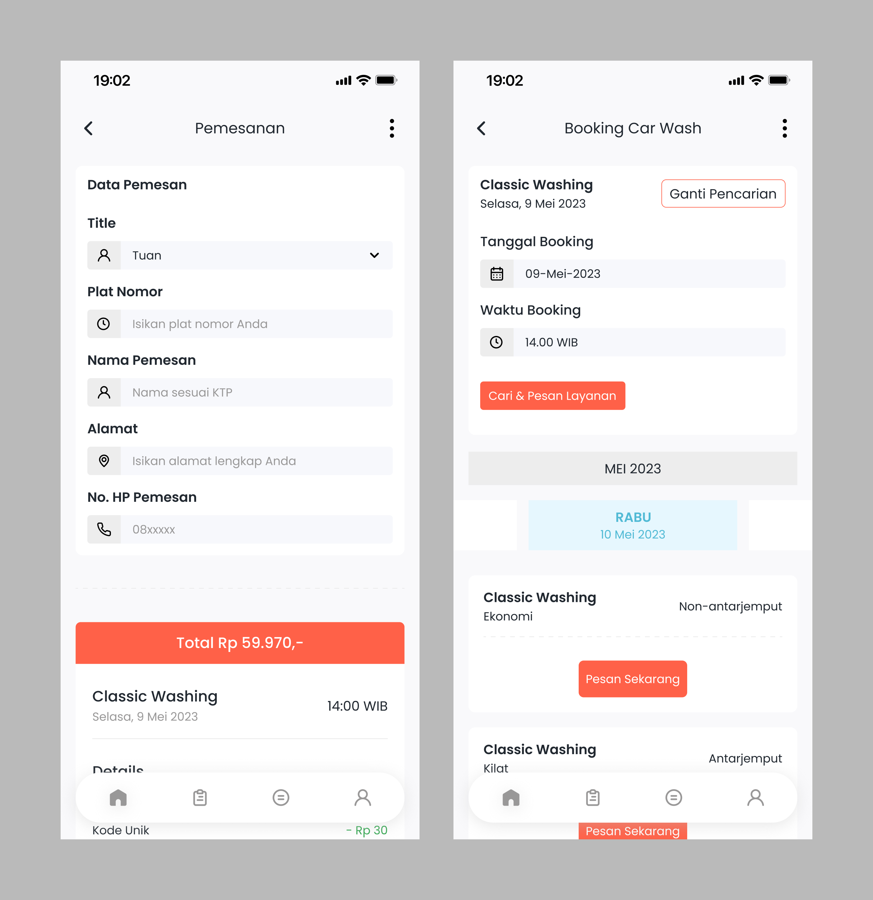 Prototype Halaman Booking Detail - Booking