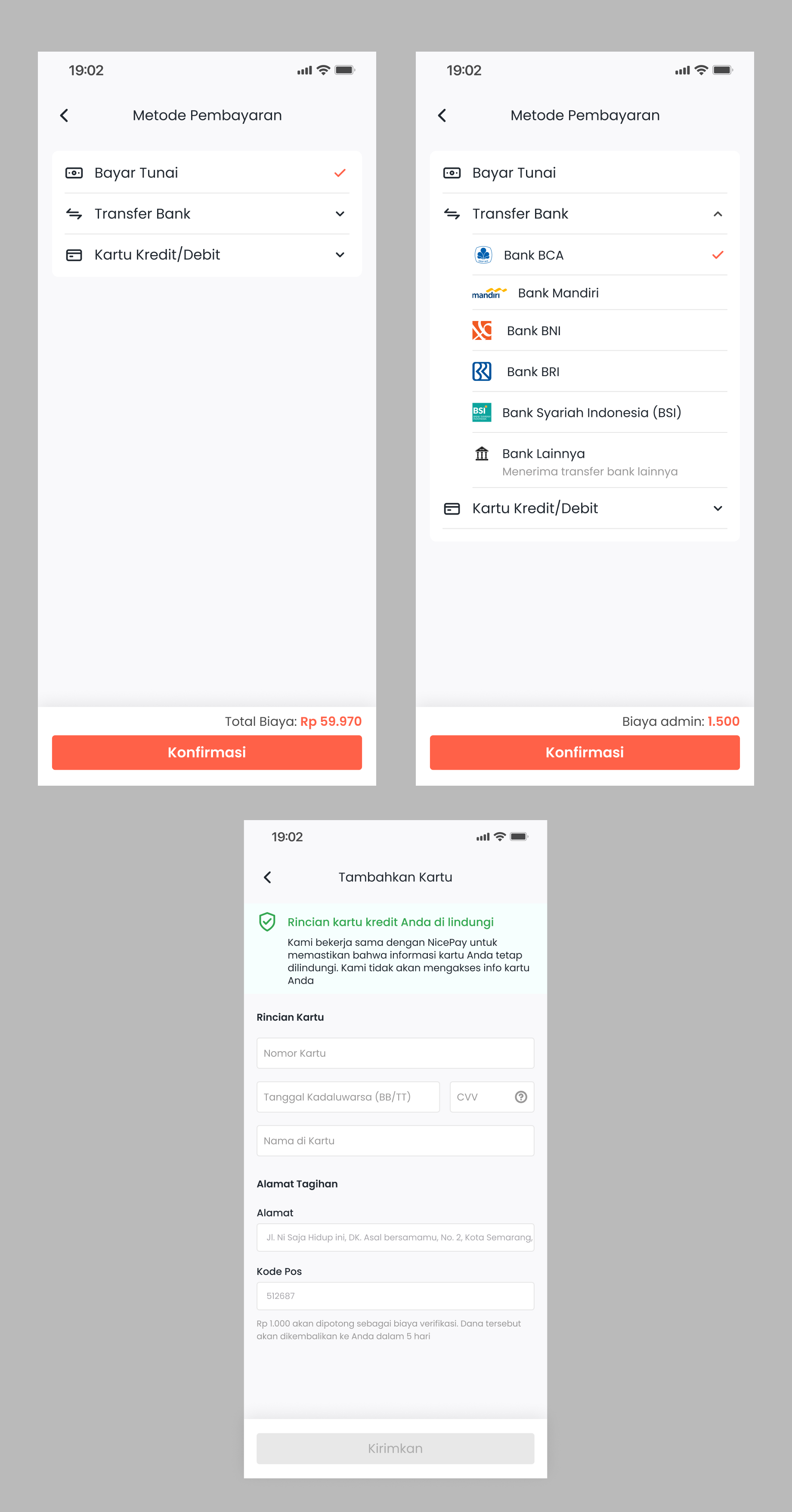 Prototype Halaman Metode Pembayaran