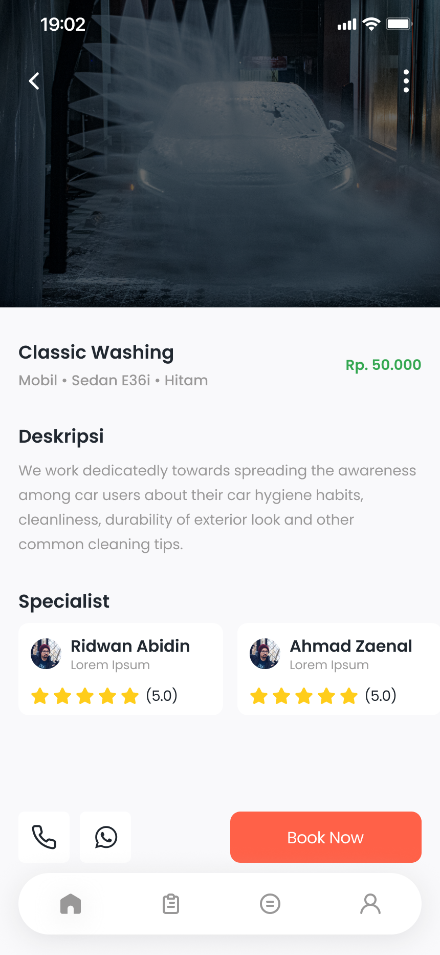 Prototype Halaman Detail Car Wash